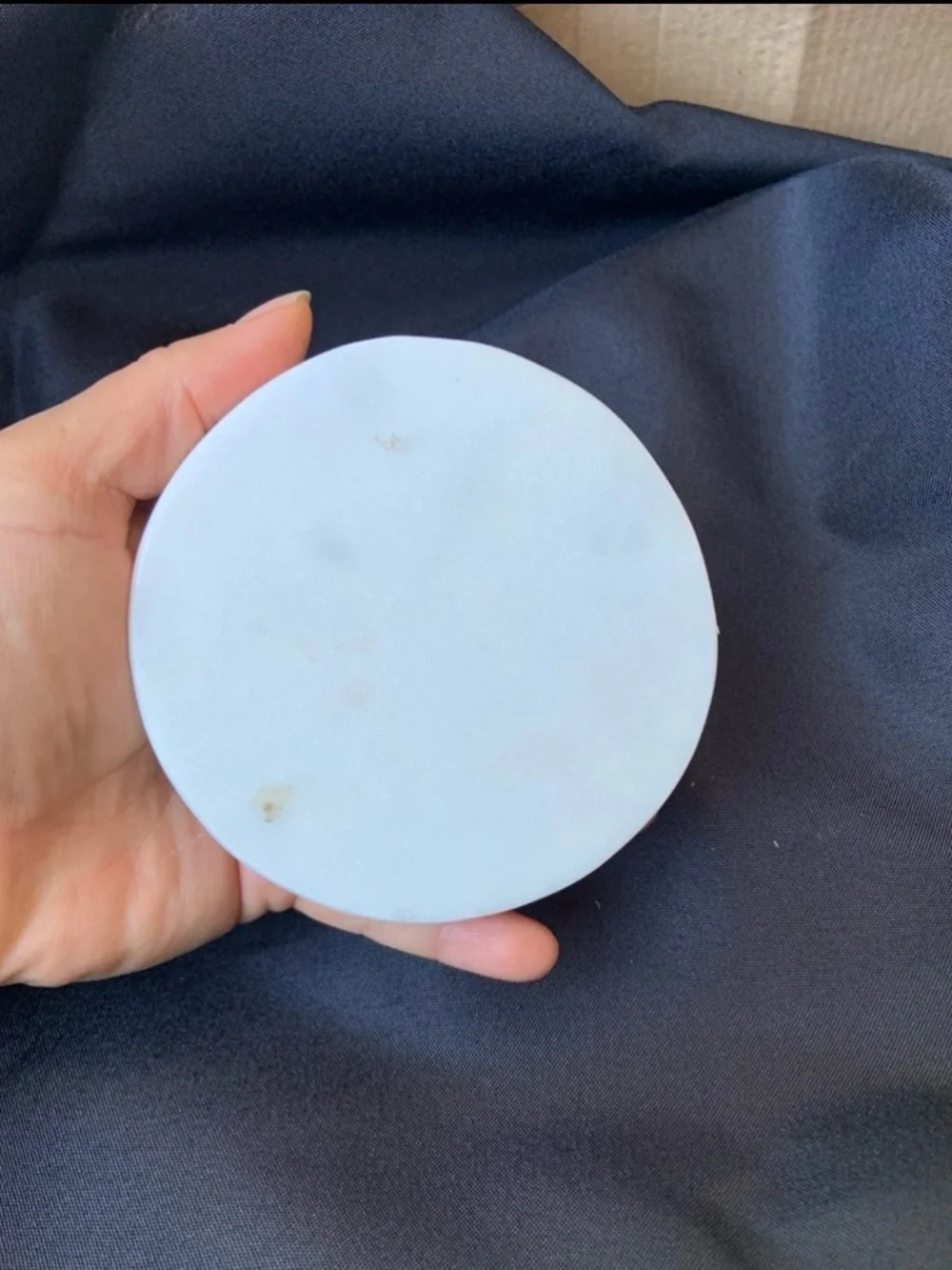 White Marble Round Coasters with Iridescent Inlay - Set of 2